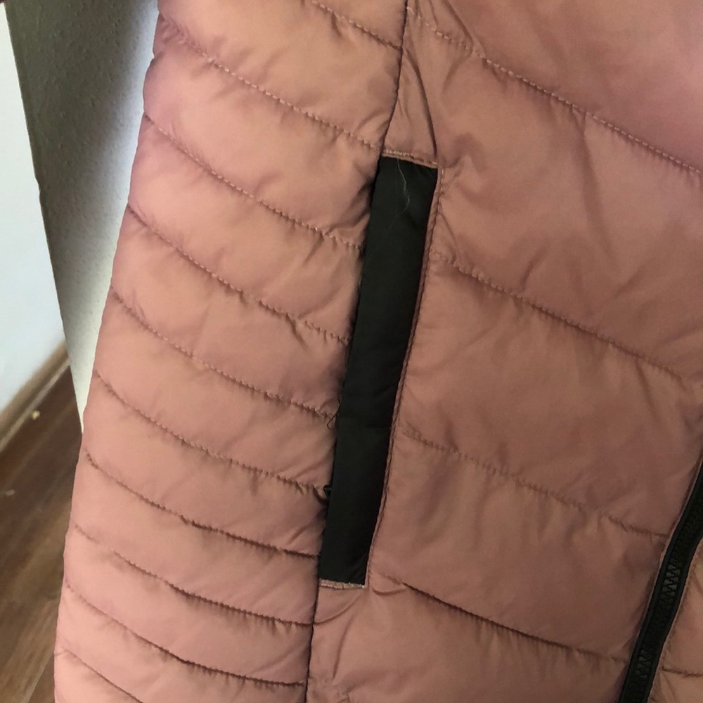 Pink and Gray Puffer Jacket with Hood - Picture 3 of 8